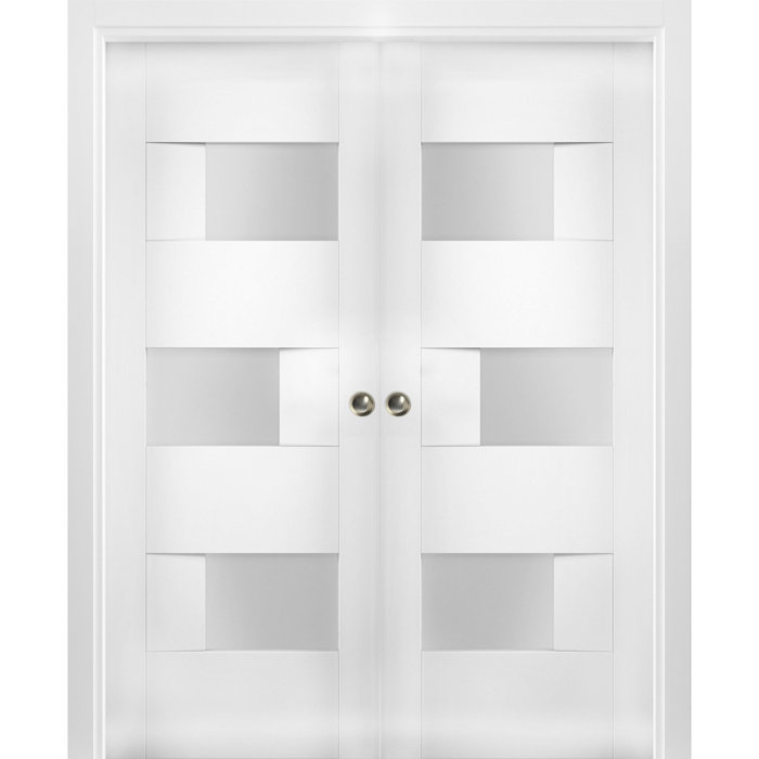 VDomDoors Sete Frosted Glass Sliding Closet White Doors Wayfair